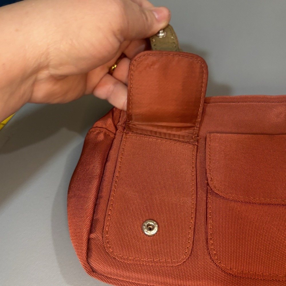 Orange Canvas And Suede Toiletries Make Up Bag Pockets Zip Storage Travel Men - Picture 8 of 10